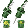 AIRTIGHT Olive Oil Pour Spout for Olive Oil Dispenser   UK Patented Oil Pourer   Hygienic One Handed Open Close Mechanism Keeps Oil Fresh. Dust Caps Cover | Screens Alternative   Green 2 PCs