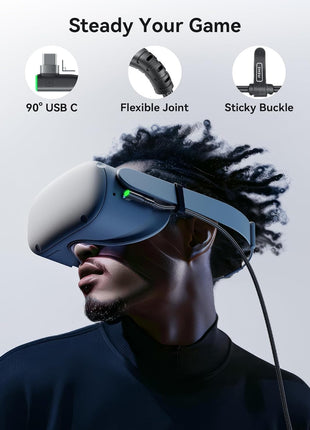 INIU 16ft VR Link Cable with Separate Charging Port, USB 3.0 to USB C Cable | USB 3.0 High Speed & Charging, Compatible for Virtual Reality Headset, Meta Quest 3S, Quest Pro, Pico 4, Steam VR, Gaming PC