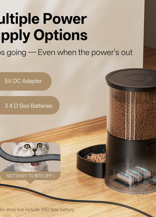 Automatic Cat Feeder with Camera, 5Ghz WiFi APP Control | Auto Pet Feeder for Cats and Small Dog Indoor- Easy to Set and Clean, Dual Power, 1-6 Meals/Day, Timed Precise Feeding