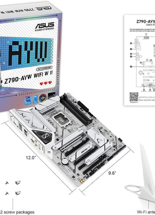 ASUS Z790-AYW WiFi W II Intel Z790 (LGA 1700) ATX Motherboard with PCIe® 5.0, 3X M.2, 12+1 DrMOS, DDR5, WiFi 6, 2.5Gb LAN, HDMI, USB 10Gbps Type-C®, USB 10Gbps Type-C®, ThunderboltTM, USB4®, Aura Sync