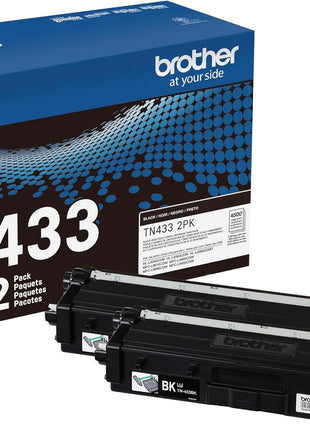 Brother Genuine High-Yield Black Toner Cartridge Twin Pack TN433 2PK (TN4332PK)