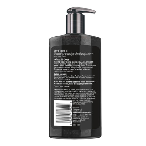 Bioré Men's Skincare Charcoal Face Wash, Deep Cleans Pores & Refreshes Skin, 6.77 Fl. Ounces