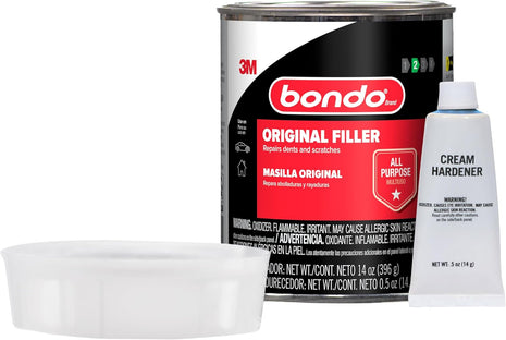Bondo Body Filler, Original Formula for Fast, Easy Repair & Restoration of your Vehicle, 00261, Filler 14 oz and 0.5 oz Hardener, 1 Can