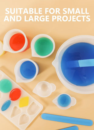 KISREL Silicone Measuring Cups for Resin, Resin Supplies with 600&100ml Cups, Resin Mixing Cups, Silicone Stir Sticks, Epoxy Mixing Cup
