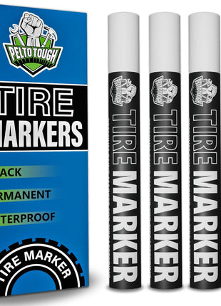 White tire Paint Marker for Car Tire Lettering - 4 Pack - Permanent Tire Paint Pens with Weatherproof Ink Designed to Last on Car Tires and Many Other Materials