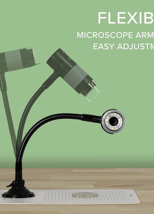 Plugable USB Digital Microscope 250x, 2MP Micro Camera with Flexible Arm Stand - Handheld USB & USB-C Microscope for Adults & Kids, Windows, Mac, ChromeOS, Linux, Android, iPad Compatible