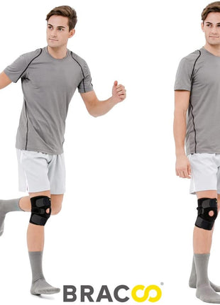 Bracoo Adjustable Compression Knee Patellar Pad Tendon Support Sleeve Brace for Men Women   Arthritis Pain, Injury Recovery, Running, Workout, KS10 (Black)