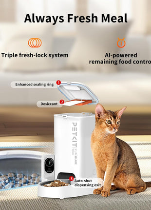 PETKIT Automatic Cat Feeder with Camera, 1080P HD Video with Night Vision, 2.4G WiFi Pet Feeder for Cat & Small Dog, 2-Way Audio & Meal Call Pet Food Dispenser with Desiccant Bag, Motion Capturing