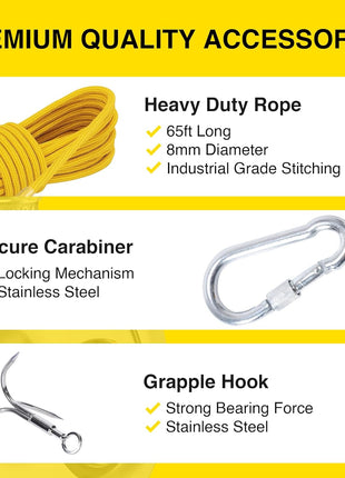 1320LB鈥檚 Complete Magnet Fishing Kit | Double Sided Fishing Magnet Kit with Case | Includes Strong Neodymium N52 Magnets, Durable 65ft Rope, Carabiner, Gloves, Grappling Hook & Carry Case