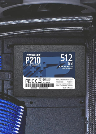 Patriot P210 512GB Internal SSD - SATA 3 2.5" - Solid State Drive - P210S512G25 | Form factor: 2.5"; Interface: SATA 3.
