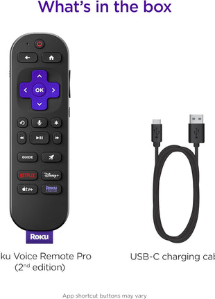 Roku Voice Remote Pro (2nd Ed.) | Rechargeable TV Remote Control with Hands-free Voice Controls, Backlit Buttons, & Lost Remote Finder - Replacement Remote Compatible with All Roku TV, Players & Audio
