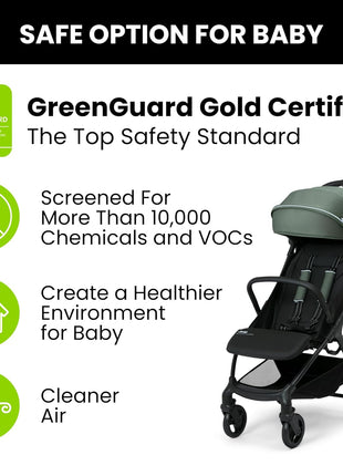 Jeep Altitude Compact Travel Stroller by Delta Children Greenguard Gold, Easy One Hand Fold, Lightweight, Extendable Canopy with Peek-a-Boo Window, Reclining Seat, 4 Wheel Suspension, Olive Green
