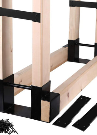 MOFEEZ Outdoor Firewood Log Storage Rack Bracket Kit,Fireplace Wood Storage Holder-Adjustable to Any Length