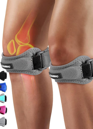 CAMBIVO 2 Pack Patella Tendon Knee Straps, Knee Brace for Women & Men with Extra Straps, Patella Bands for Pain Relief, Osgood Schlatter, Jumper's Knee, Tendonitis, Running, Basketball, Volleyball