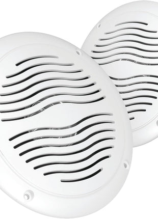 5-inch Water Resistant Outdoor Speakers, Dual Cone, 25W Peak Power, Marine and RV Compatible (White)