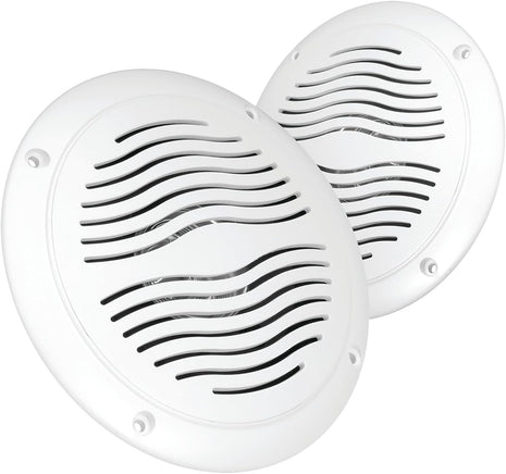 5-inch Water Resistant Outdoor Speakers, Dual Cone, 25W Peak Power, Marine and RV Compatible (White)