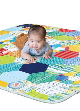 Infantino Foldable Foam Play Mat Reversible 57x57 in, Multicolor | Reversible design with two sides to play, Lightweight & portable, Water-resistant & wipeable, Folds flat for easy storage
