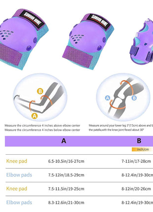 Kids/Youth Knee Pads Elbow Pads Wrist Guards 3 in1Protective Set, for 3-15 Years Child Roller Skates, Cycling, Inline Skating, Skateboard, BMX Bike, Balance Bike, Scooter Riding Sports