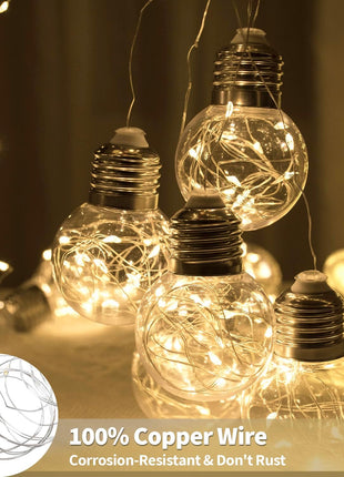 YOLIGHT Wishing Ball Curtain Lights 200 LED Window Curtain String Lights with Remote, USB Battery Powered Twinkle Globe Fairy Lights for Wedding Party Bedroom Christmas Decoration (Warm White)