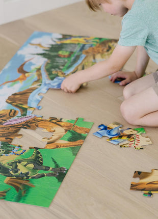 Melissa & Doug Land of Dinosaurs Floor Puzzle, 48 pc Jumbo Jigsaw Puzzle, Educational Screen Free Activity for Toddler, Preschoolers and Kids Ages 3+ (4 feet Long) - FSC Certified (Pack of 6)