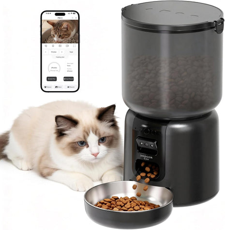 Automatic Cat Feeder with Camera â€“ 5G WiFi Timed Cat Food Dispenser, 4L Clog-Free Smart App Control Pet Feeder, 1080P HD Video with Night Vision Healthy Feeding for Small Pets Indoor