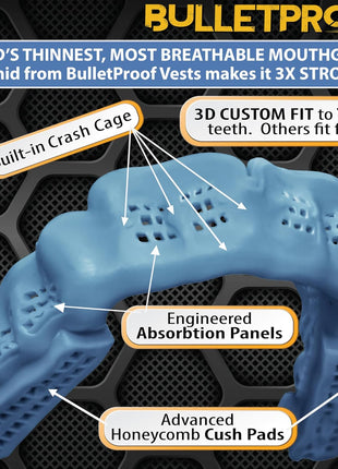 Bulletproof: World's Thinnest Most Breathable Mouthguard is 3X Stronger! BJJ Lacrosse Football Basketball MMA Wrestling Hockey Rugby Boxing Men Sports Mouth Guard Grinding Teeth Adult Youth Braces