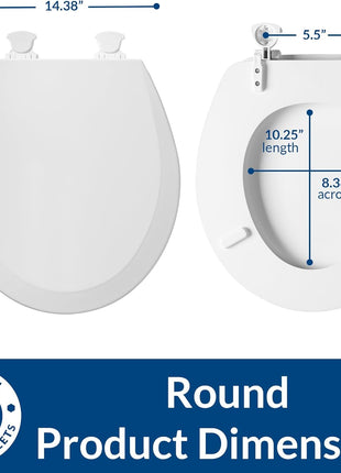 BEMIS 500EC 390 Toilet Seat with Easy Clean & Change Hinges, 1 Pack Round, Cotton White | Durable enameled wood resists chipping & scratching, fits all standard round toilets, Made in USA, 500EC 390