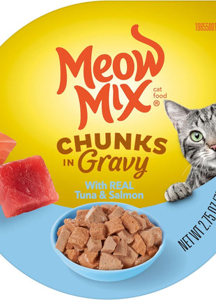 Meow Mix Seafood Favorites Chunks in Gravy Wet Cat Food Variety Pack, 2.75 Ounce (Pack of 12)