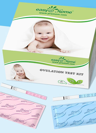 Easy@Home Ovulation & Pregnancy Test Kit, 25 LH + 10 hCG Tests, 35 Cups | Ovulation and Pregnancy Test Strips with 35 Large Urine Cups, Compatible with the Premom APP for Convenient Cycle Tracking