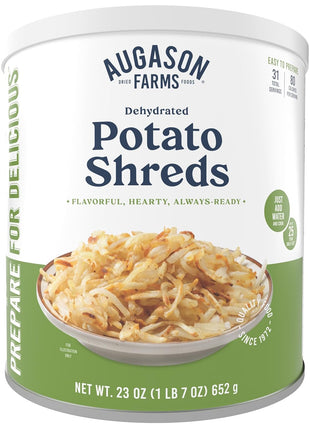 Augason Farms Dehydrated Potato Shreds Can - Gluten Free Dehydrated Survival Food with Long Shelf Life - Emergency Food Supply for Camping, Prep & Everyday Meals - 31 Servings