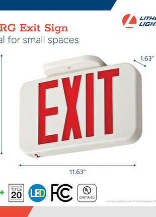 Lithonia Lighting Single-Sided LED Exit Sign, Thermoplastic Construction, Switchable Red and Green Colors, Ni-MH Backup Battery, Includes Extra Faceplate, White (EXRG EL M6)
