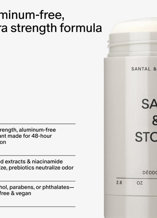 Salt & Stone Aluminum Free Deodorant | Extra Strength 48 Hour Protection for Women & Men | Made with Seaweed Extracts, Niacinamide & Prebiotics | Santal & Vetiver