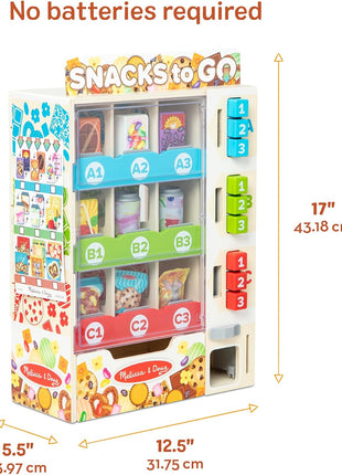 Melissa & Doug Sort-Stock-Select Wooden Vending Machine Toy with Play Food, Mini Vending Machine Toys & Play Money, Preschool Toys for Kids Ages 3+