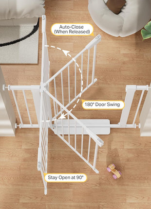 Cumbor 30-40.6 in Baby Gate for Stairs and Doorways, Dog Gate Indoor White | Mom's Choice Awards Winner, Auto Close, Double Lock, Safety Child Gate for Toddlers & Pets, Pressure or Hardware Mounted
