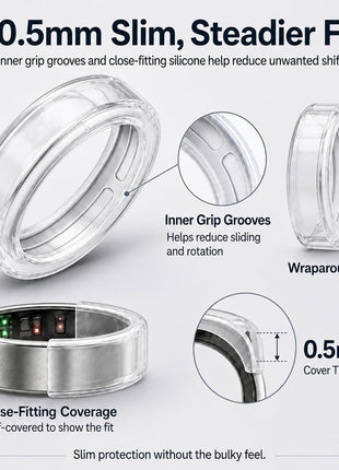 2 Pack Clear & 12 Pack Colorful Ring Cover Compatible with Oura Ring 5