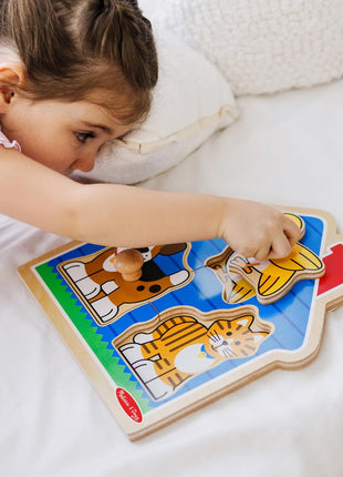 Melissa & Doug Pet Animals Jumbo Knob Puzzle, Wooden Peg Puzzle for Toddlers, Educational Toy for Shape Recognition and Fine Motor Skills, Ages 1+