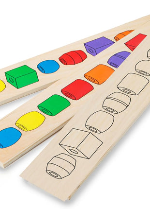 Melissa & Doug Bead Sequencing Set with 46 Wooden Beads and 5 Double-Sided Pattern Boards
