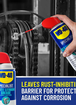 WD-40 Specialist White Lithium Grease Spray with SMART STRAW SPRAYS 2 WAYS, 10 OZ