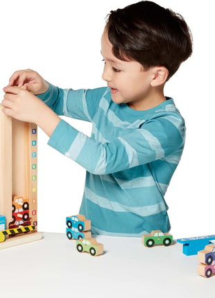 Melissa & Doug Stack & Count Wooden Parking Garage with 10 Cars