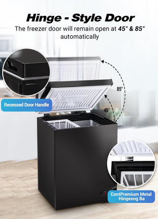Deep Freezer 3.5 Cu.Ft, Chest Freezer with Removable Basket, Small Freezer with 6 Levels Adjustable Temperature, Quiet Mini Freezer for Home/Kitchen/Office/Garage/Bar (Black)