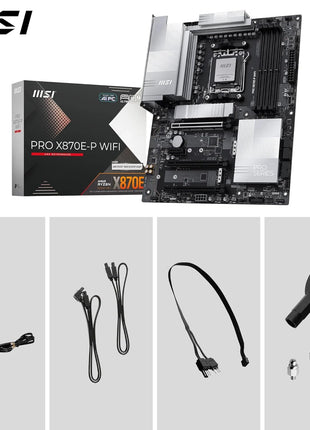 MSI PRO X870E-P WiFi Motherboard, ATX - Supports AMD Ryzen 9000/8000 / 7000 Processors, AM5-60A SPS VRM, DDR5 Memory Boost (8200+ MT/s OC), PCIe 5.0 x16 & 4.0 x16, M.2 Gen5, Wi-Fi 7, 5G LAN