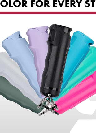 SABRE Pepper Spray - Fast Flip Top, Snap-Clip Keychain, Easy to Use & Carry, Maximum Police Strength OC Spray With UV Dye For Self Defense, 10 Second Spray Time, Finger Grip for Faster Aim,0.54 fl oz