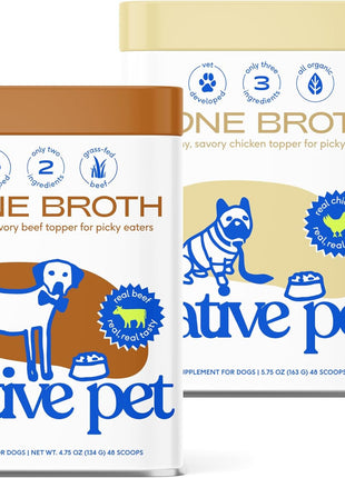 Native Pet Dogs & Cat Broth Bundle | Chicken & Beef Flavored | Dog Food Topper for Picky Eater | Dog Gravy & Bone Broth Powder