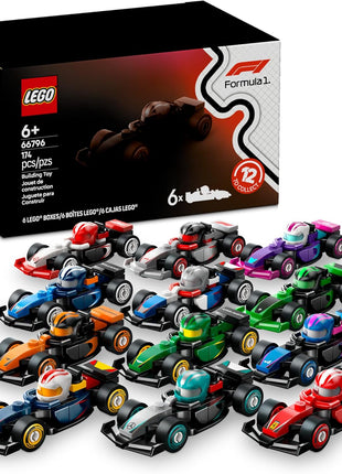 LEGO F1 Collectible Race Cars, 6 Pack - Building Set for Boys & Girls, Ages 6+ - Birthday Party Favor or Gift - Mystery Box W/Surprise F1 Car Toys - Travel Toys for Kids - 66796