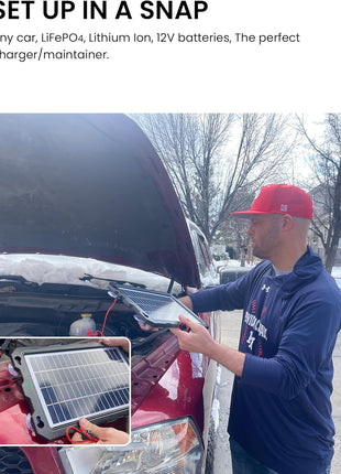 POWOXI Upgraded 7.5W-Solar-Battery-Trickle-Charger-Maintainer-12V Portable Waterproof Solar Panel Trickle Charging Kit for Car, Automotive, Motorcycle, Boat, Marine, RV,Trailer, Snowmobile, etc.