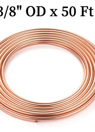 GOORY Copper Tubing 3/8" OD x 0.328" ID x 50 FT - 99.9% C12200 Pure ACR Tube - ASTM B280 Refrigeration T2 Copper Tube Soft Coil - Round Seamless Tubing for HVAC System Refrigerator Industry DIY