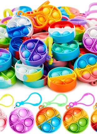 JOYIN Round Pop Fidget Keychain 30 Pack Pop Fidget Toys Bulk Party Favors for Kids 4-8,8-12 Years, Birthday Goodie Bags Stuffers Back to School Gifts for Students Classroom Prizes Sensory Toys
