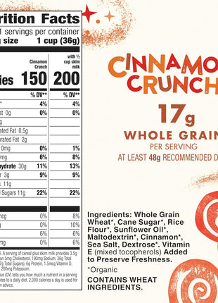 Cascadian Farm Organic Cinnamon Crunch Cereal, Family Size, 14.5 oz