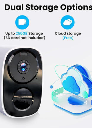 2026 Upgraded 2K Security Cameras Wireless Outdoor, Free Cloud Storage, 1-6 Months Battery Life, Waterproof, 2-Way Talk, AI Motion Detection Spotlight Siren Alarm Cameras for Home Security