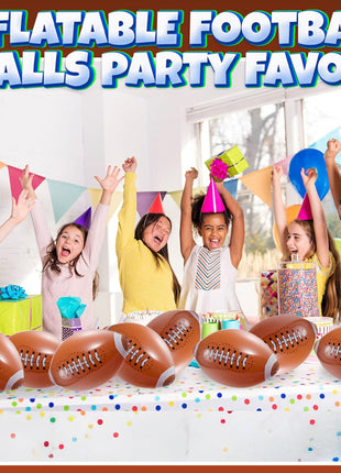 Bedwina 12-Pack 16" Inflatable Footballs for Football Party Decorations & Party Favors – Blow-Up Sports-Themed Beach Balls for Game Day & Birthday Supplies, Goodie Bag Stuffers
